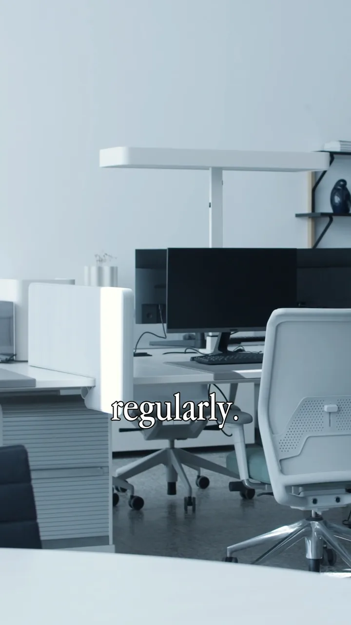Office desks shown in a Perfect Clean advertising video